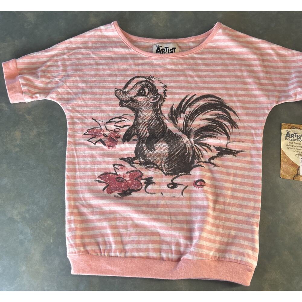 Disney Artist Collection Target 5T Pink White Bambi Flower Glitter Shirt Girl